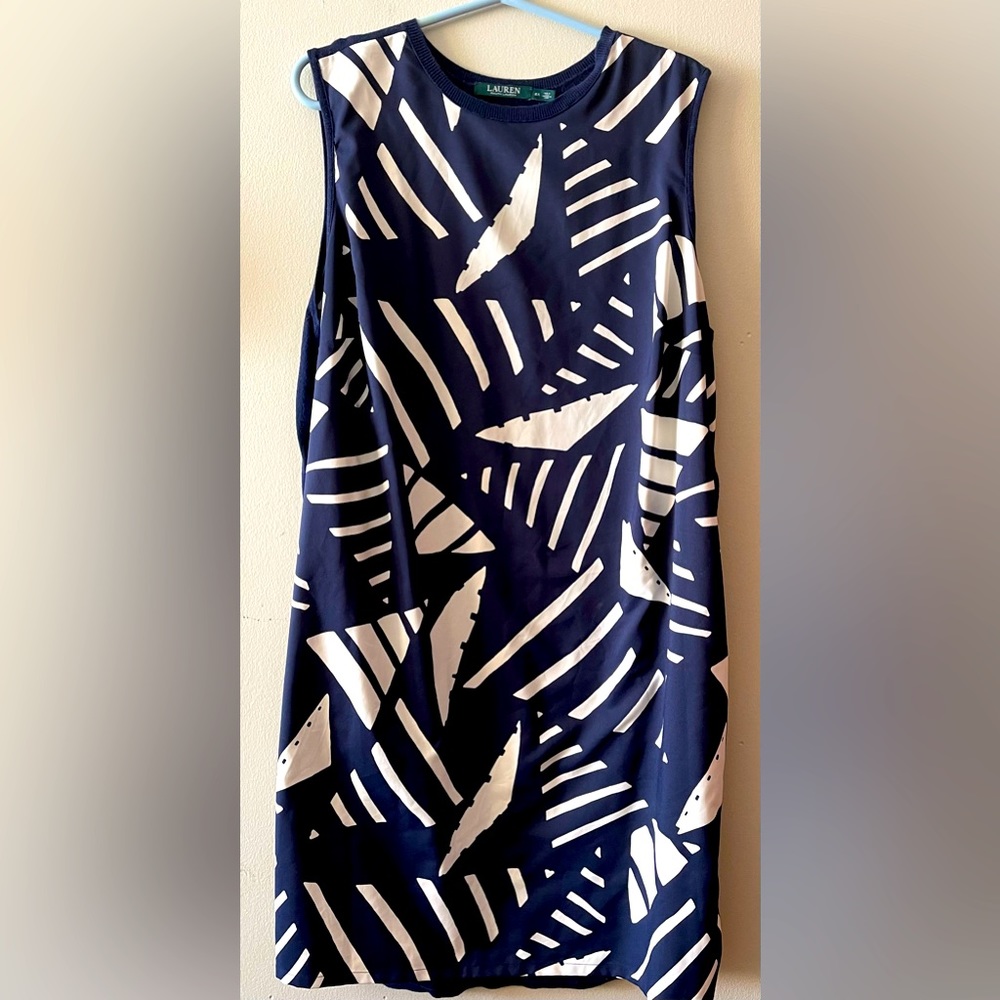 Lauren by Ralph Lauren navy and white dress 2x